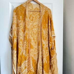 Modena Mustard Paisley Kimono Cardigan